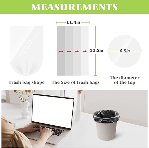 Miniatura 9 de Teivio Bolsas de basura fuertes de 3 galones, 80 unidades, bolsas de basura para baño, bolsas de plástico para oficina en casa, cocina, color gris