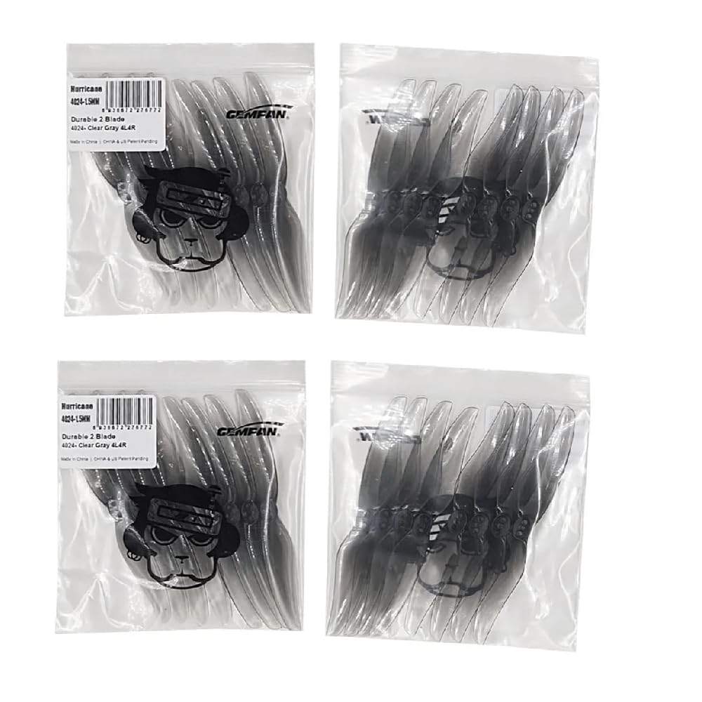 SPARKHOBBY Gemfan Hurricane 4024 2-Blade Propeller 4inch 1.5mm 3 Holes for RC 1408-1506 Brushless Motor Drones Parts (16pairs 4024-2 Gray)