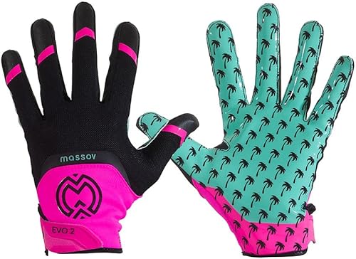 Miniatura 9 de EVO2 Youth Football Gloves – Sticky Grip ProTac Palms, Lightweight Breathable Mesh Fit, SFIA – Kids Football Gloves Felix,Azul tornasol,Miami