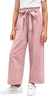 Pantalones de pierna ancha Palazzo para niña, cintura alta, casuales, ligeros, a la moda, corte de bota, cintura elástica, color sólido, clásicos, holgados, holgados, pierna recta, cómodos, con
