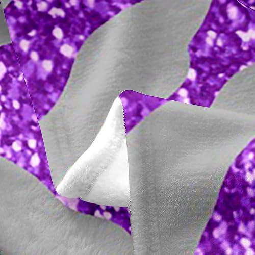 Miniatura 3 de Manta con estampado de animales morados de 40 x 50 pulgadas, manta con estampado de cebra con purpurina para niñas y mujeres, manta de forro polar