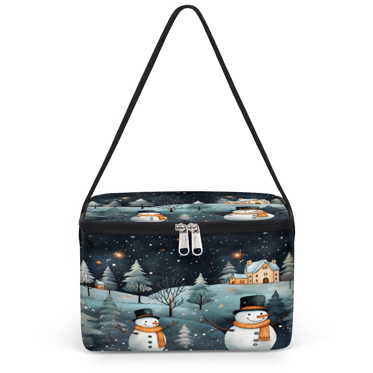 GzLeyigou Snowman Farmhouse Lunch Bags for Women Men 9 Cans, Hot & Cold Food Delivery Bag Insulated Grocery Bag Insulated Lunch Box Cooler Bag for Office Work Picnic Beach