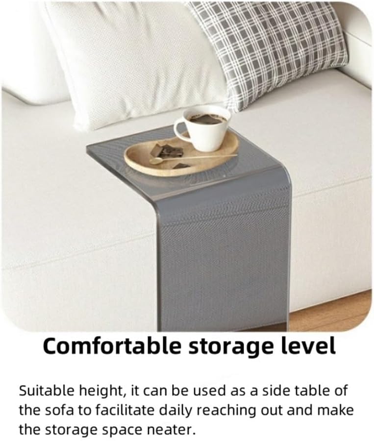 Acrylic Coffee Table, C Shaped Side Table, Small Coffee Tables for Small Spaces, Clear Acrylic Side Table Suitable for Living Room, Bedroom and Study (Gray, 11.8 * 11.8 * 21*.7in)