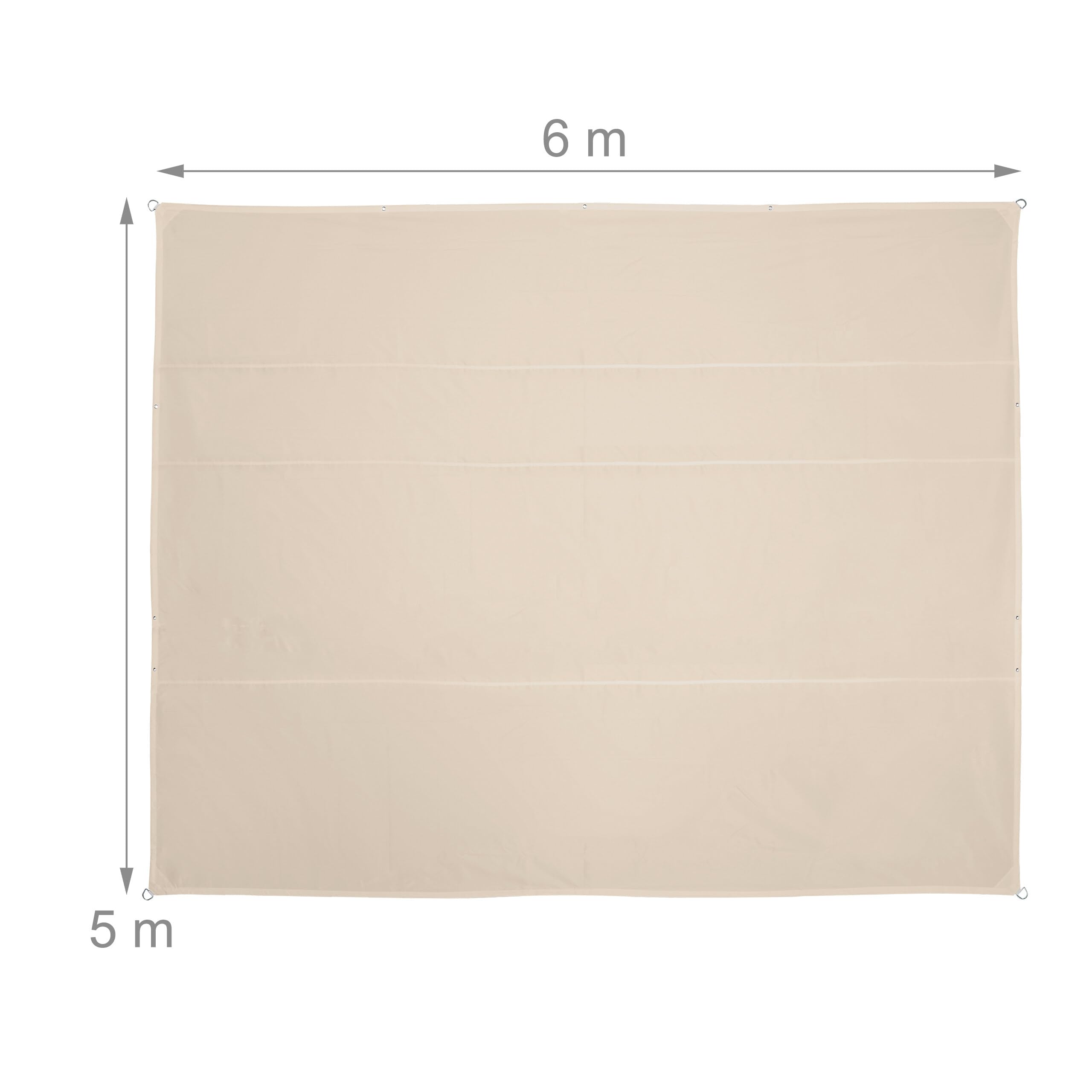 Relaxdays Voile d’ombrage rectangulaire, L x P: 5 x 6 m, imperméable, Anti-UV, tendeurs, terrasse, Balcon, Beige