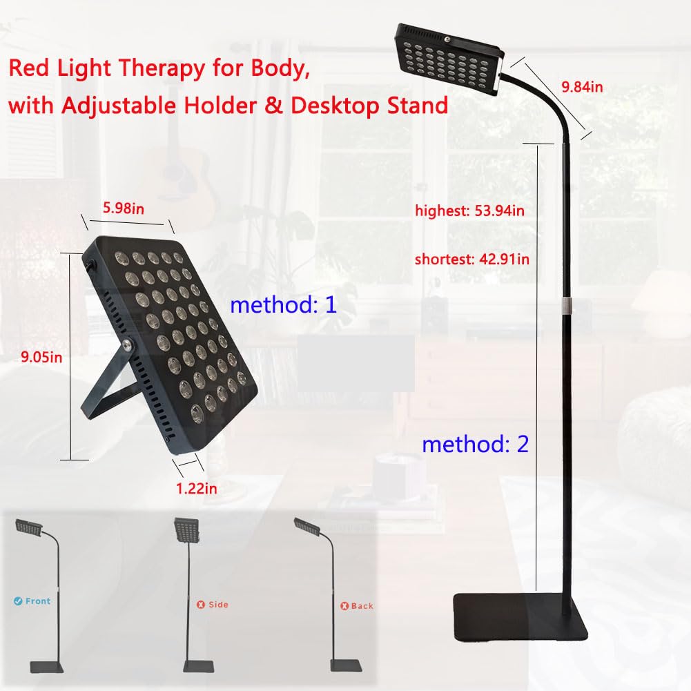 Lampa do opalania i światła terapeutycznego do użytku w pomieszczeniach - 80 W dużej mocy, 40 fioletowych diod LED 395 nm, regulowany zegar jasności, pełne wsparcie mięśni i stawów