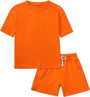 ROMPERINBOX Toddler Boy Summer Outfits 2T 3T 4T Tracksuit Solid 2-piece Short Sleeve T-shirt & Shorts Clothes Set