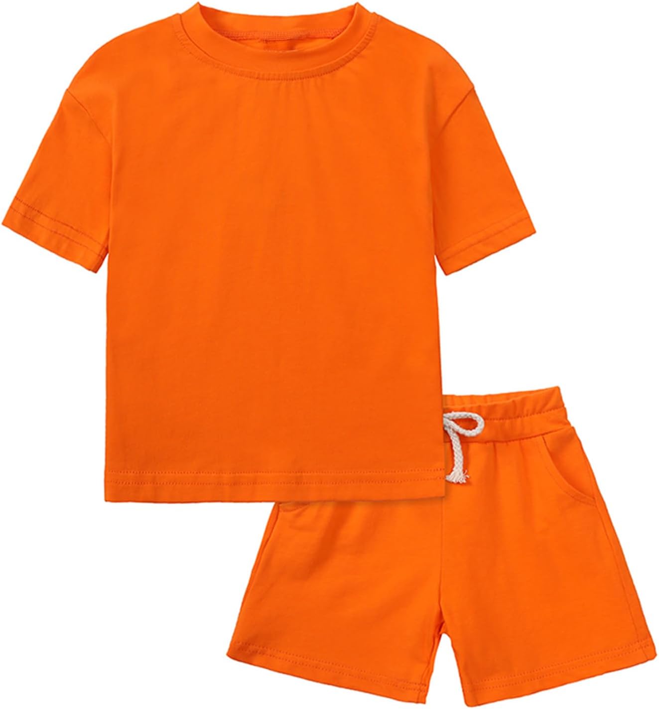 Toddler Boy Summer Outfits 2T 3T 4T Tracksuit Solid 2-piece Short Sleeve T-shirt & Shorts Clothes Set