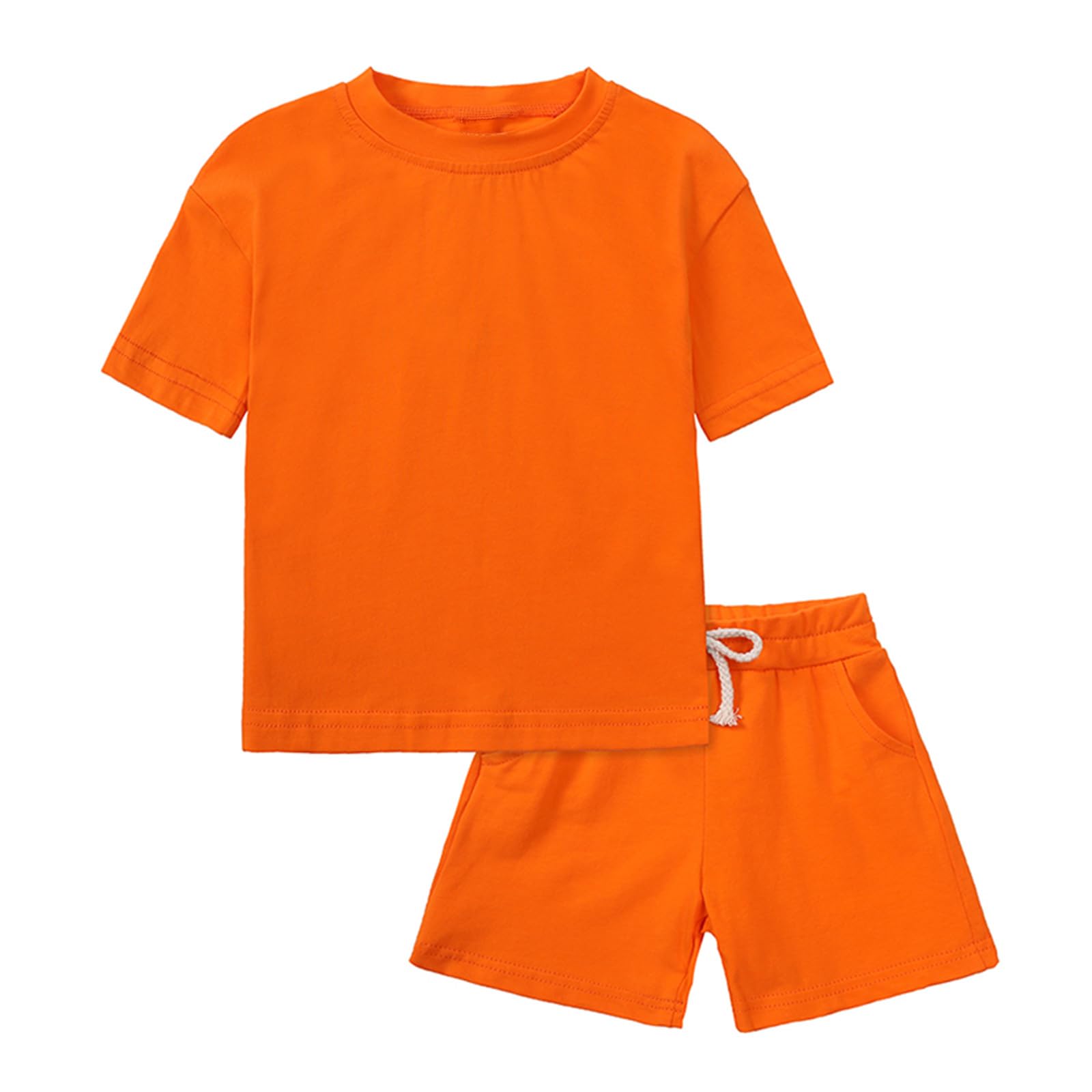 ROMPERINBOX Toddler Boy Summer Outfits 2T 3T 4T Tracksuit Solid 2-piece Short Sleeve T-shirt & Shorts Clothes Set