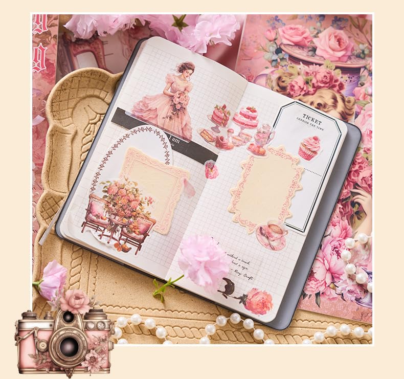 KMCHO Ancient Flower Roll Vintage Floral Decoupage & Scrapbooking Paper Pack - 24 Sheets of High-Quality Collage Art Prints for DIY Crafts, Card Making, Journals 1