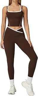 QBGJTD Womens Workout Sets Two Piece Spaghetti Straps Tank Top Matching High Waist Leggings Gym Work Out Outfits with Pockets