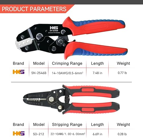 Miniatura 3 de HKS Kit de herramientas de prensado de paneles solares fotovoltaicos con pelacargadoras y 8 pares de conectores solares y 1 par de llaves de