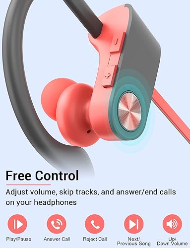 Miniatura 4 de Stiive Auriculares Bluetooth, auriculares deportivos inalámbricos IPX7 impermeables con micrófono, estéreo a prueba de sudor, auriculares con