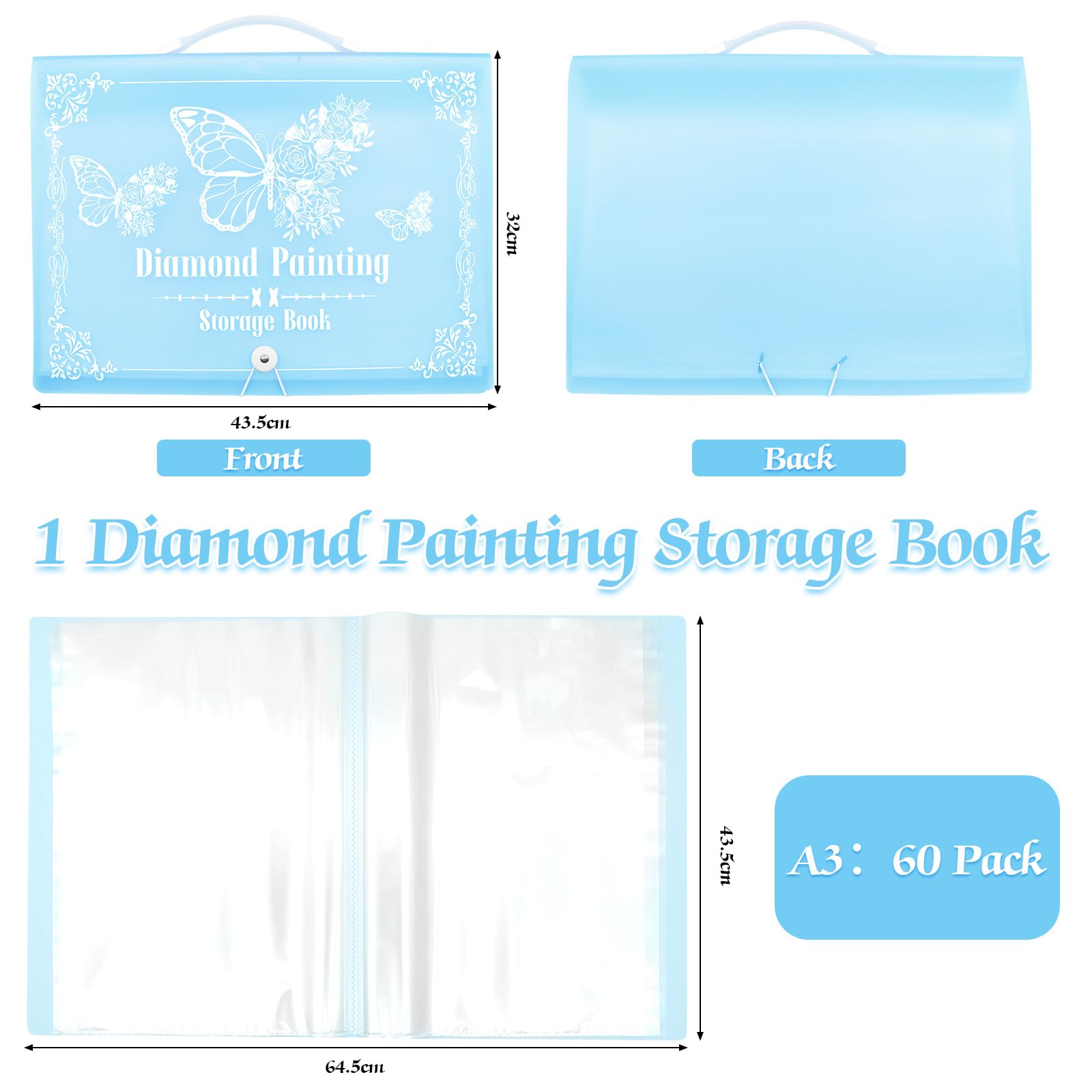SPOKKI Diamond Painting Pictures Album, A3 Diamond Painting Folder for Storage Diamond Painting Pictures with 60 Sheets - Image 2