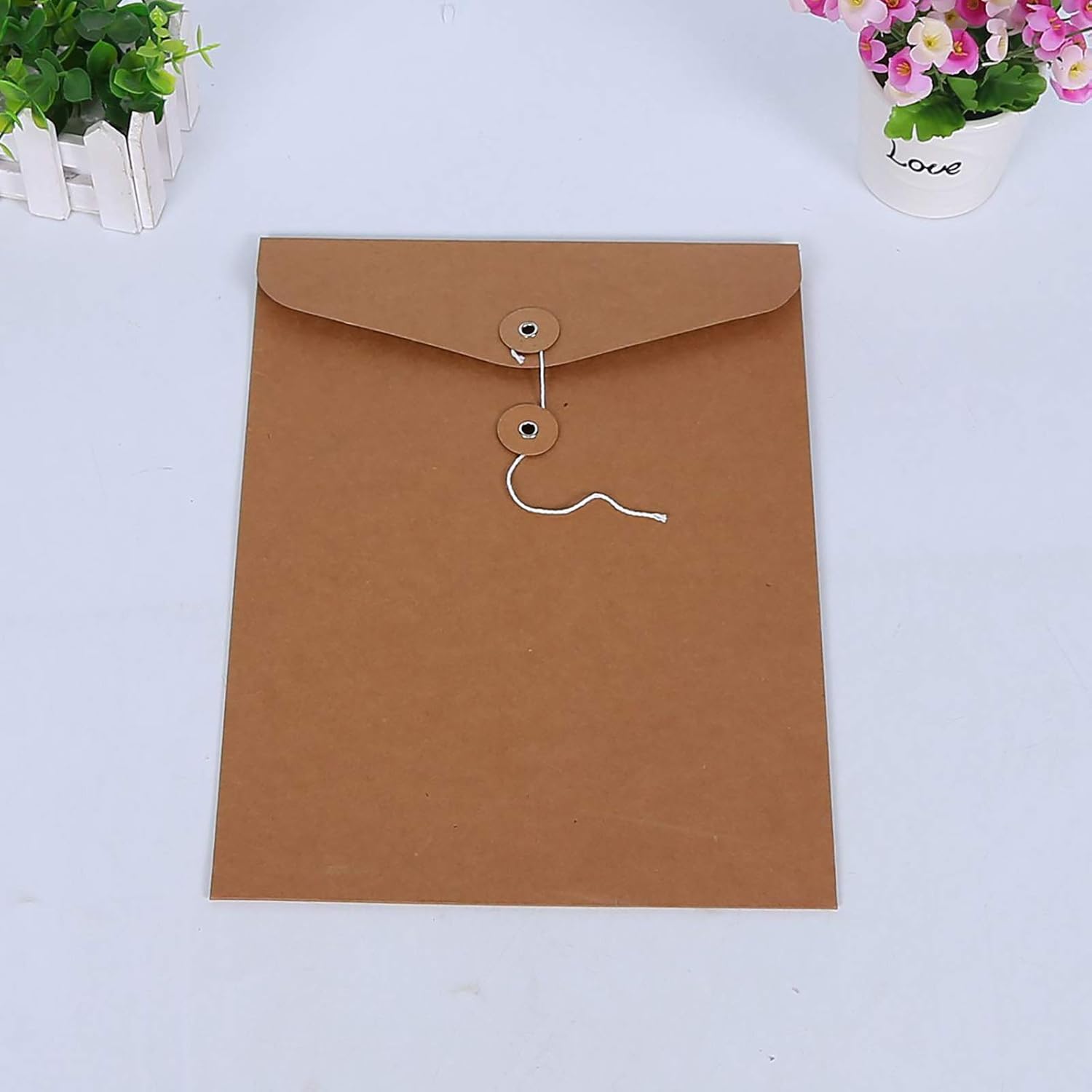 VANRA Kraft String Envelope File Folder Project Pockets File Jacket Document Organizer Flat-No Expansion A4 Letter Size(Kraft Brown,Pack of 5) - Image 6