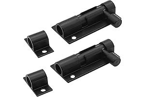 2 Inch Barrel Bolt Latch with Striking Plate, Black - Heavy Duty Barrel Door Latch