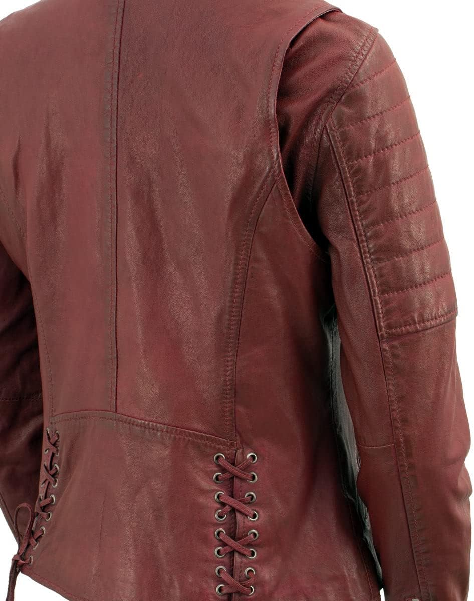 Milwaukee Leather Red Vintage Motorcycle Inspired Vegan Tan Fashion Leather Jacket for Women SFL2812 - Medium - Image 2