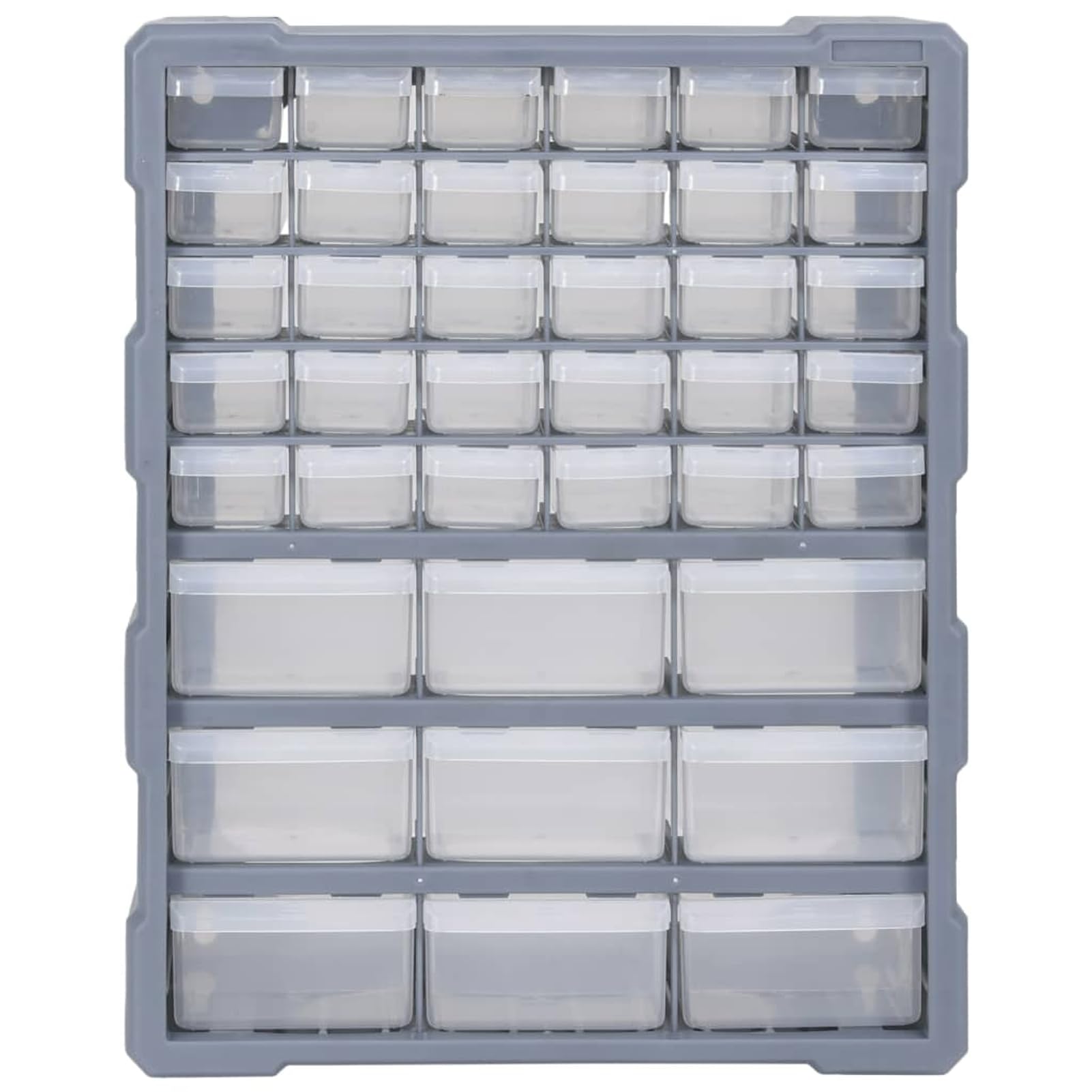 Homgoday Organizer Multi-Cassetti per Garage e Officina, 39 Cassetti in Plastica Resistente, Grigio, Dimensioni 38x16x47 cm, Ideale per Utensili e Accessori