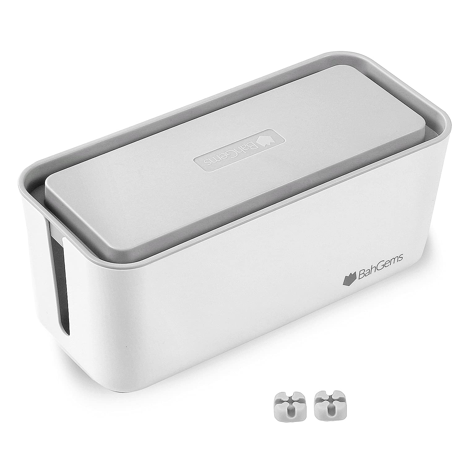 BahGems Cable Management Box Organizer, Surge Protector, Hide & Conceal TV, PC Power Strips and Electrical Cords for Home & Office Desk with Child & Pet Protection. Get 2 Free Cable Clips as Gift.