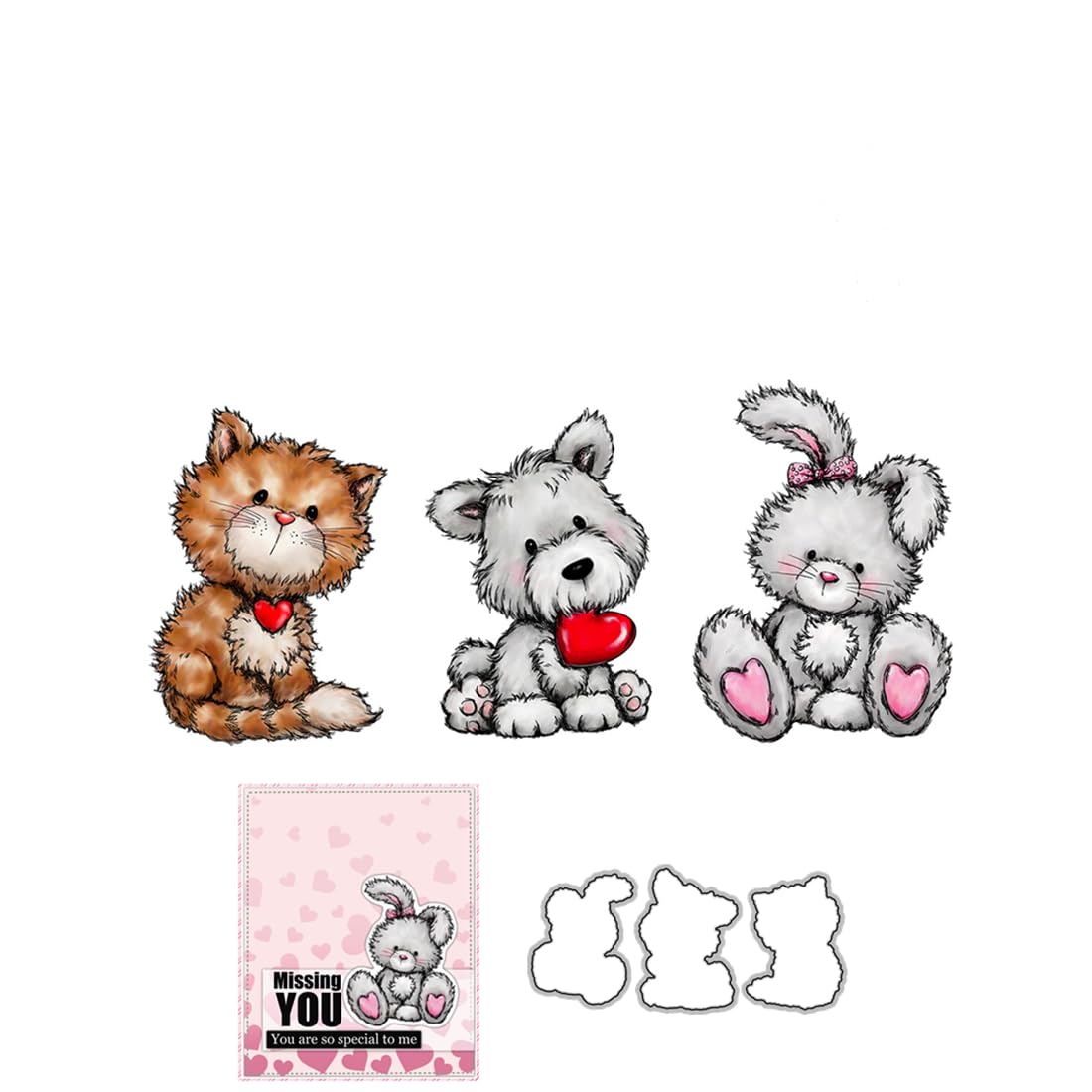 Love Rabbit Animal Clear Stamps and Cutting Dies Sets for Card Making โ image 1