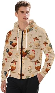 Full Zip Up Hoodies For Men Colorful Chameleon Casual Pullover Drawstring Sweatshirt With Pocket