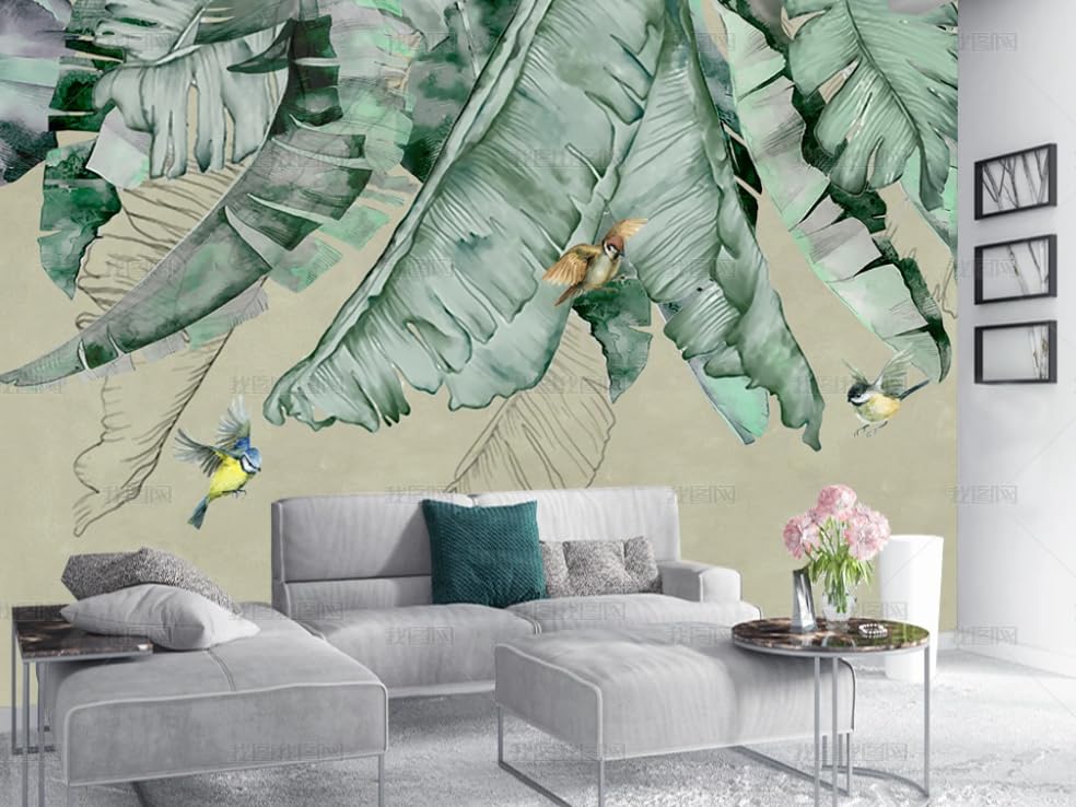 Papier peint intissé feuilles tropicales grand format mat