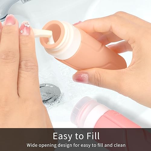 Miniatura 4 de Arqumi Botellas de viaje de silicona para artículos de tocador, a prueba de fugas, kits de contenedores de cosméticos recargables exprimibles con