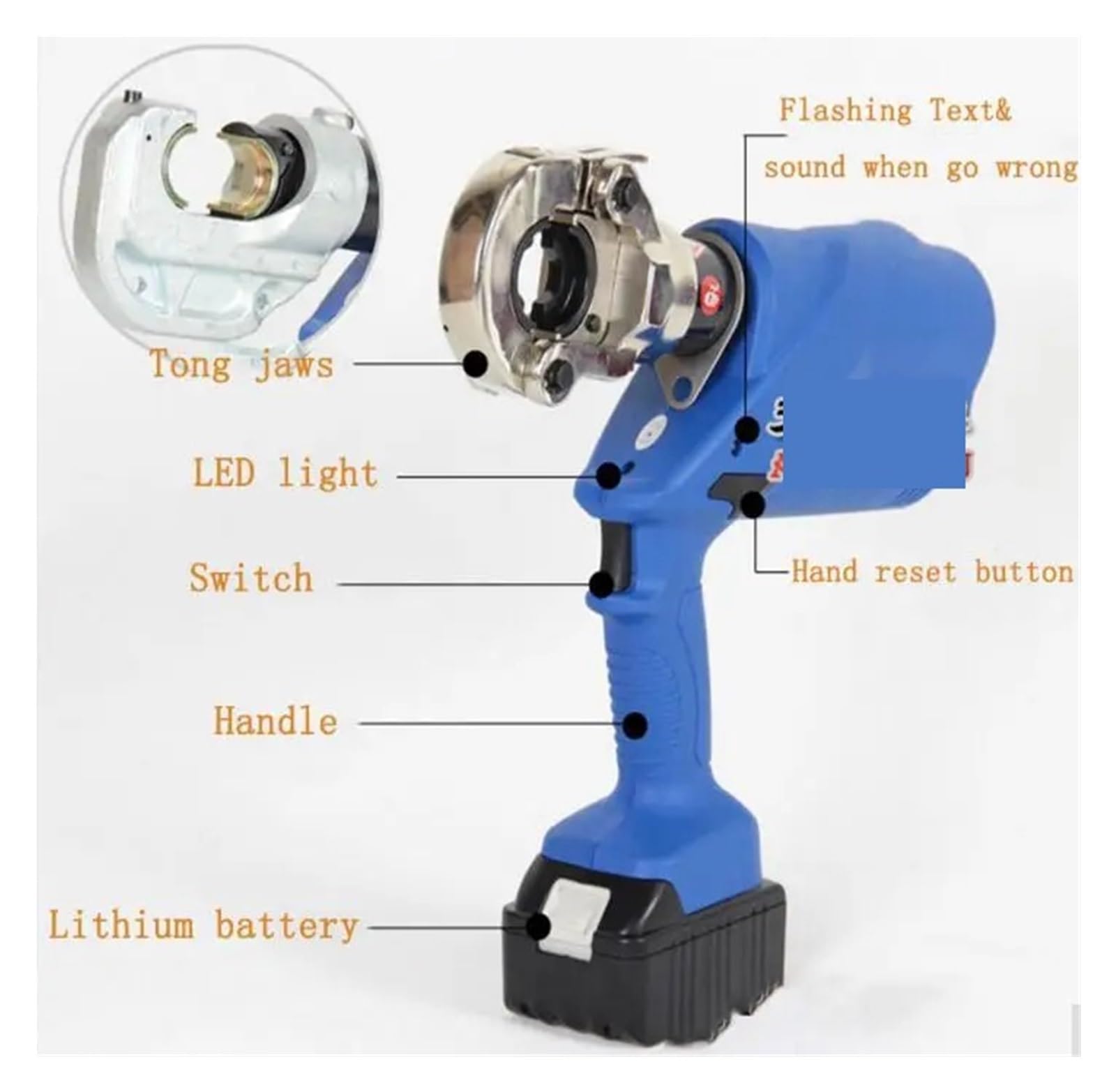 Alicates Hidráulicos, Alicates hidráulicos recargables HL-300 HL-400, herramienta de engaste hidráulica eléctrica alambre alimentados por batería 18V hidráulico(HL-400)