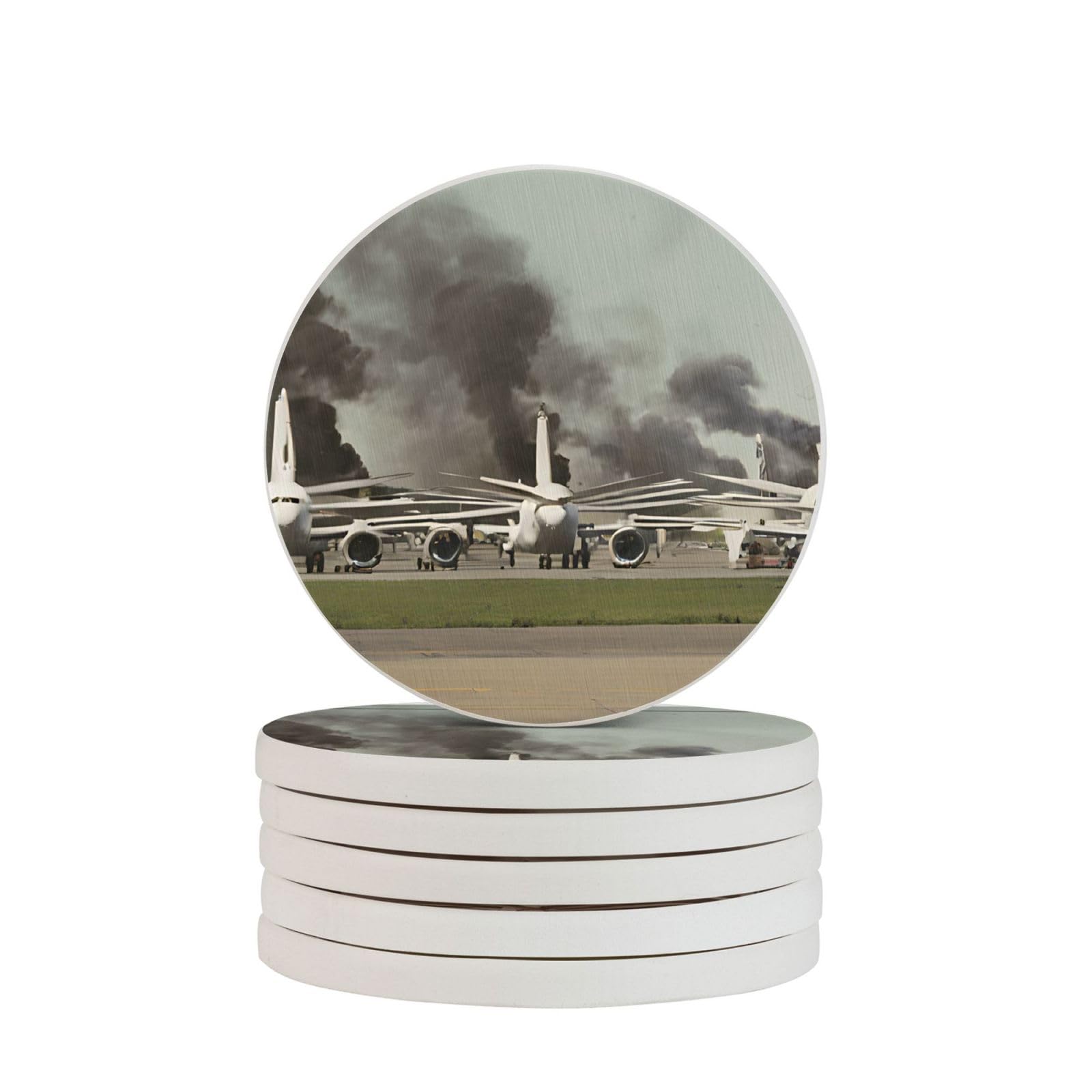 Dessous de verre en diatomite personnalisés Jet Fighter idée cadeau originale
