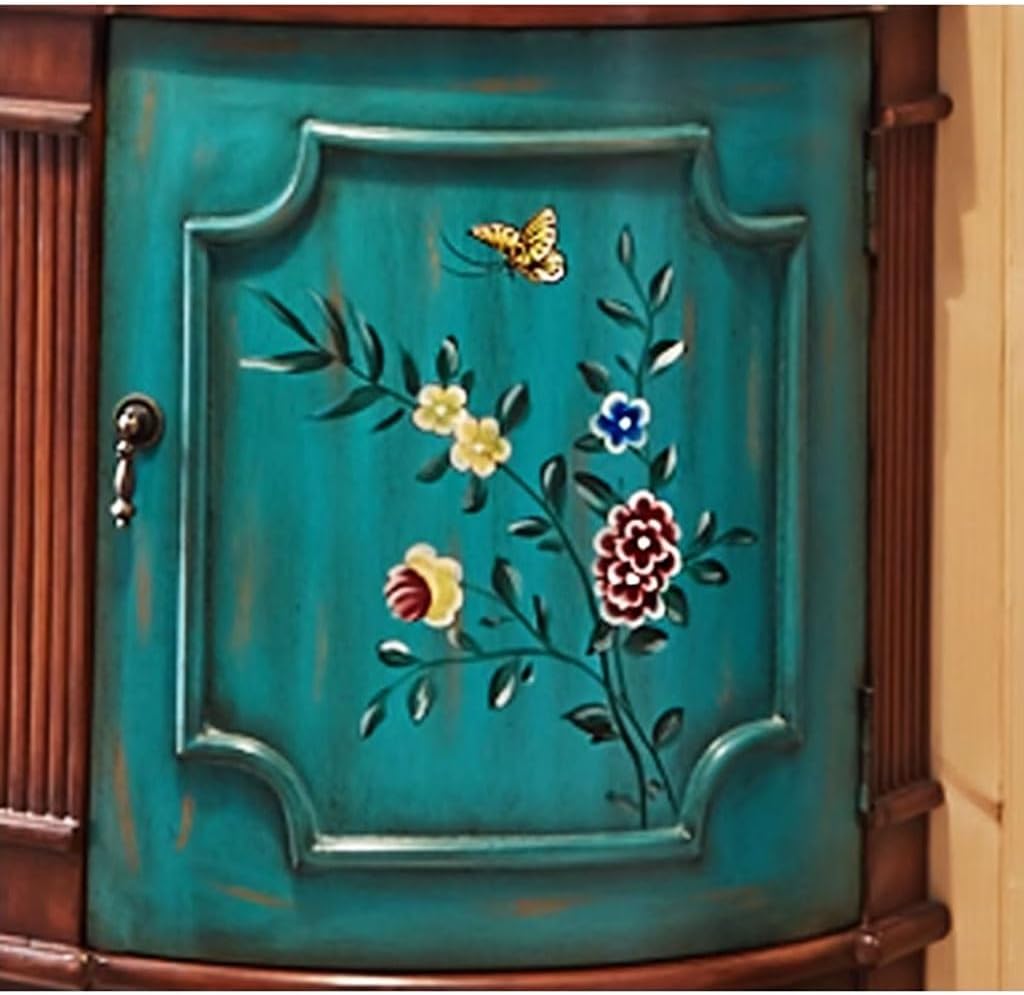 Sideboard Cabinet Home Retro Porch Cabinet Painted Foyer Entrance Board Wood Dining Side Decoration Storage Cabinet Sideboard Cabinet with Drawers