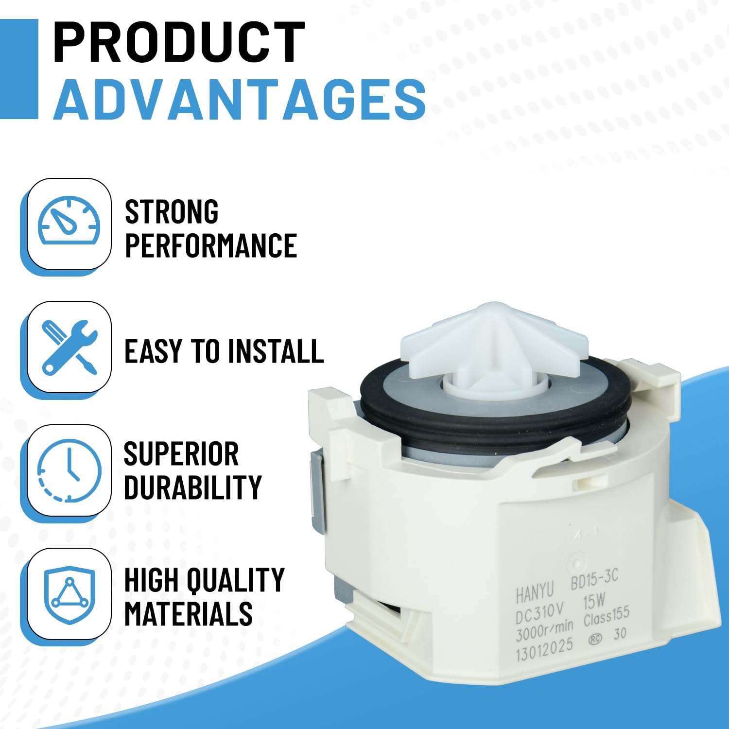 W10531320 WPW10531320 Dishwasher Drain Pump Compatible With Whirlpool KitchenAid Jenn-Air Kenmore 66512763K313 KDTE704DSS1 JDB9200CWS3 Replaces W10314713 WPW10531320VP