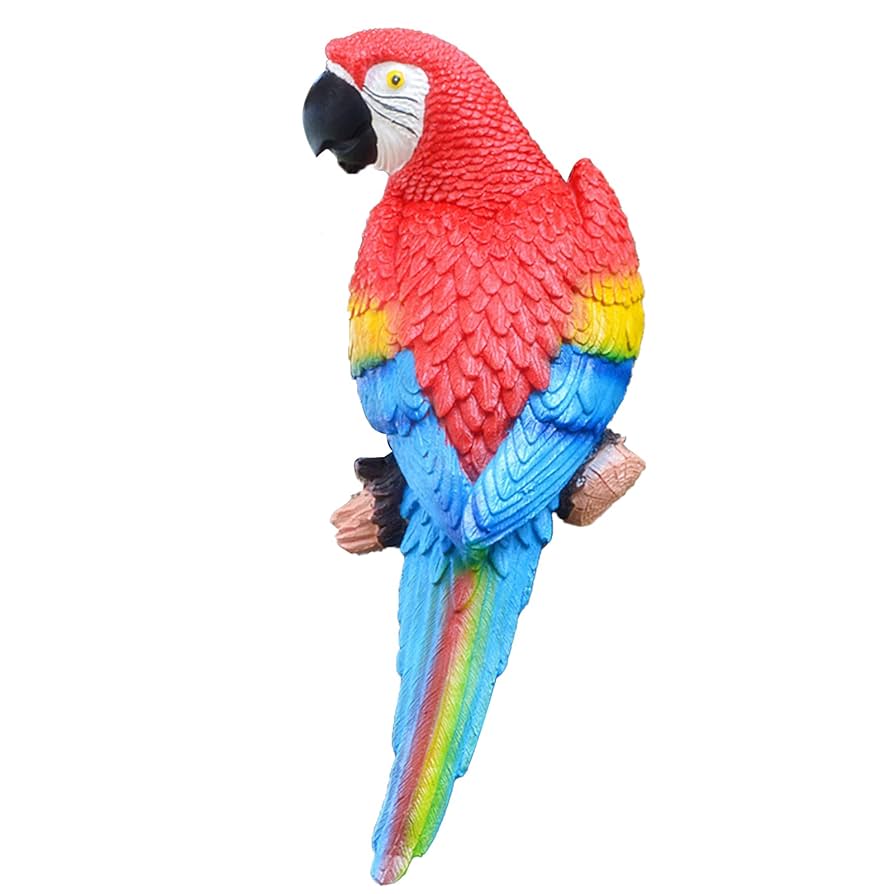 Amazon.co.jp: 鸚鵡 壁掛け彫刻 オウム 置物 Parrot 彫像 壁掛け