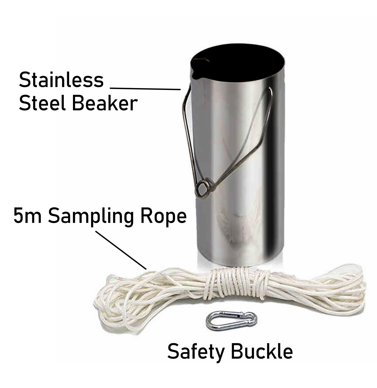 Cucchiaio per campionatore d'acqua in acciaio inossidabile 304, 2000 ml, leggero, contenitore ultra resistente per monitoraggio ambientale e test di qualità dell'acqua