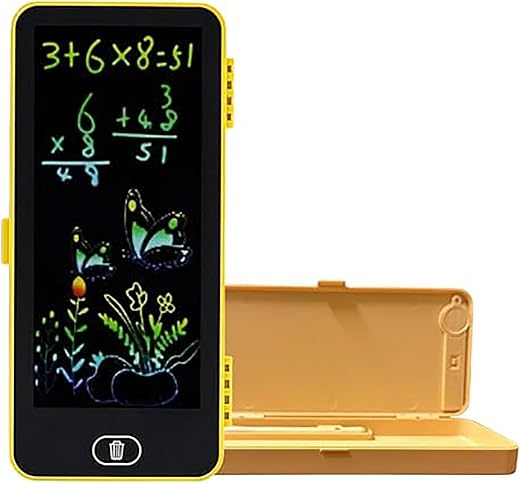 Led Drawing Pen Case. Kids Pencil Box with LCD Screen and Writing Pen with Erase Button (Multi Color)