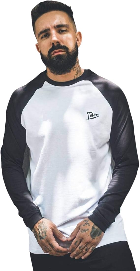 Amazon Toiss ラグランスリーブロンt バイカラーロングtシャツ ホワイト ブラック ネイマールブランド Tシャツ カットソー 通販