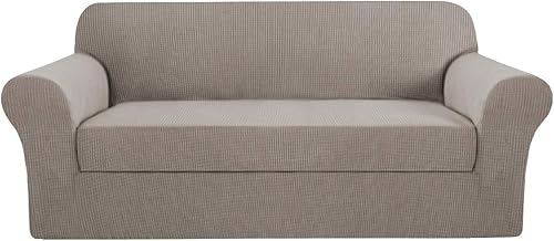 H.VERSAILTEX - Fundas elásticas para sofá - 2 piezas para sofá de tres plazas - Fundas de sofá - Fundas para muebles (funda base y funda para