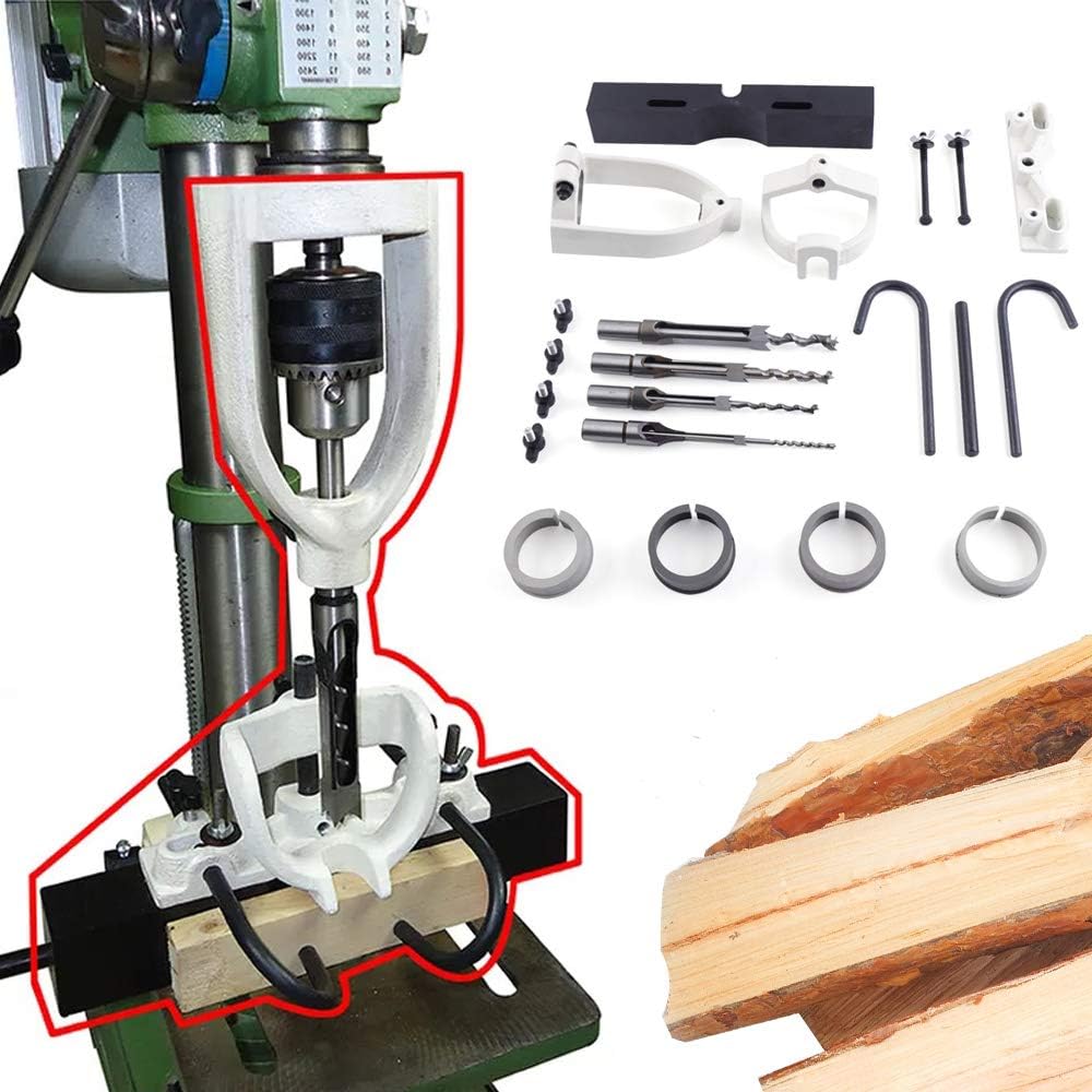 RanBB Bench Drill Locator Set for Mortising Chisels Tenoning Machine with 4 Bits Steel