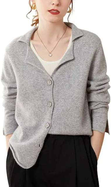 Gilet Cachemire Femme Cardigan Tricoté Épais Manches Longues