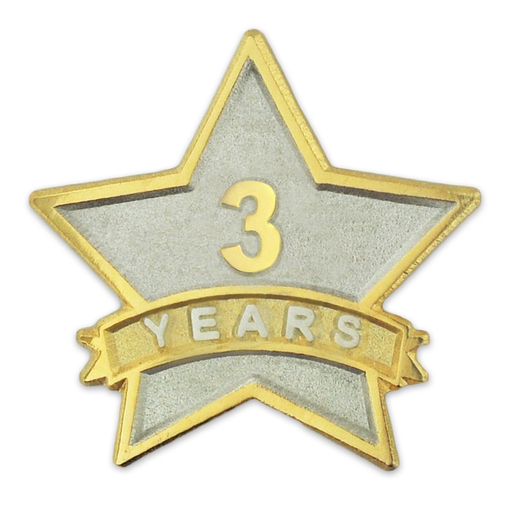 PinMart Year Service Award STAR Lapel Pin – Gold Color Plated- & Silver-Plated Metal Workplace Reward Pin – 1-30 Years of Service Star Pins for Long