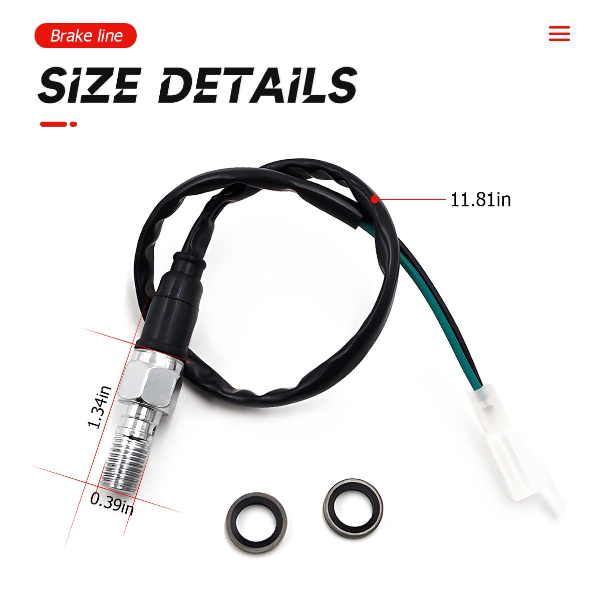 Brake Light Switch for Motorcycle, Hydraulic Brake Pressure Switch, Universal Rear Brake Stop Light Switch, Banjo Bolt for Motorbike Scooter Moped Dirt Pit Bike ATV (Curved/M10×1.25mm) : Automotive