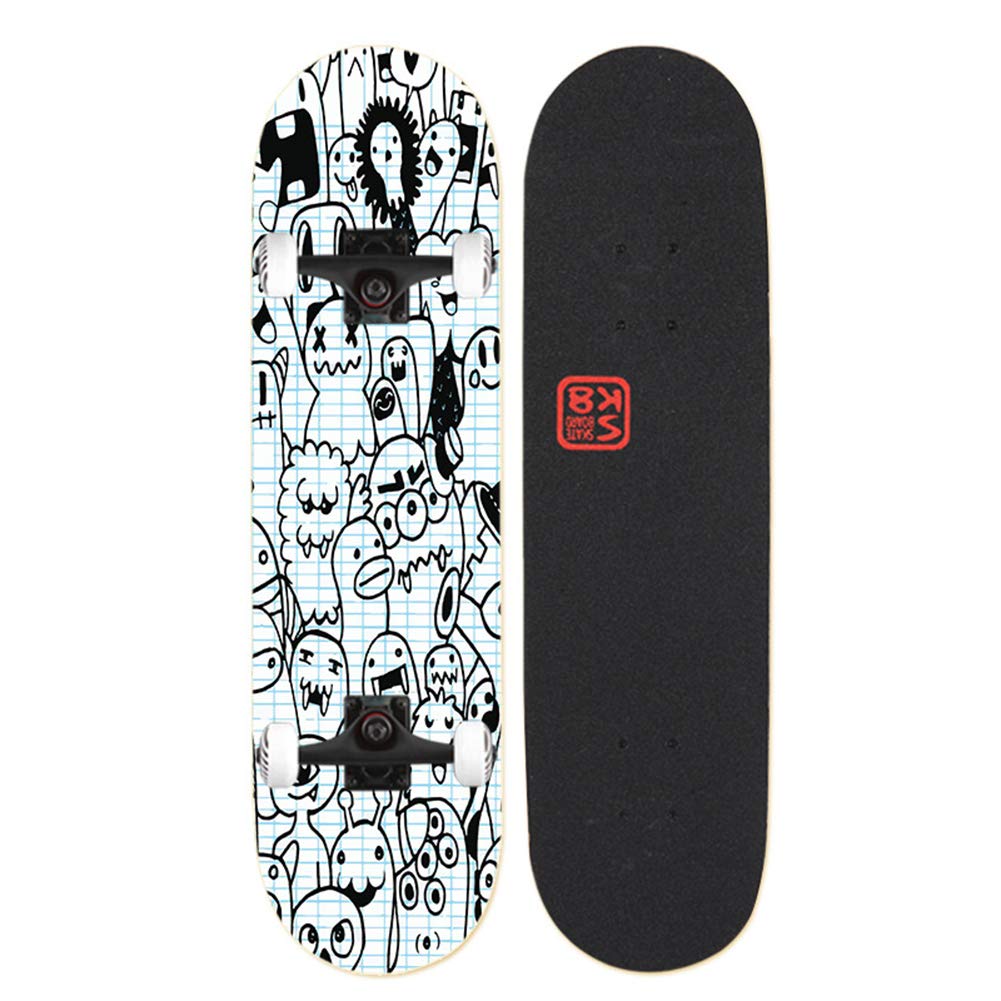 Skateboards para principiantes, 31 x 8 pulgadas Tableros de patinaje estándar completo Doble patada 7 capa cubierta de arce Concave Skateboard para niñas niños niños adolescentes jóvenes adultos,I