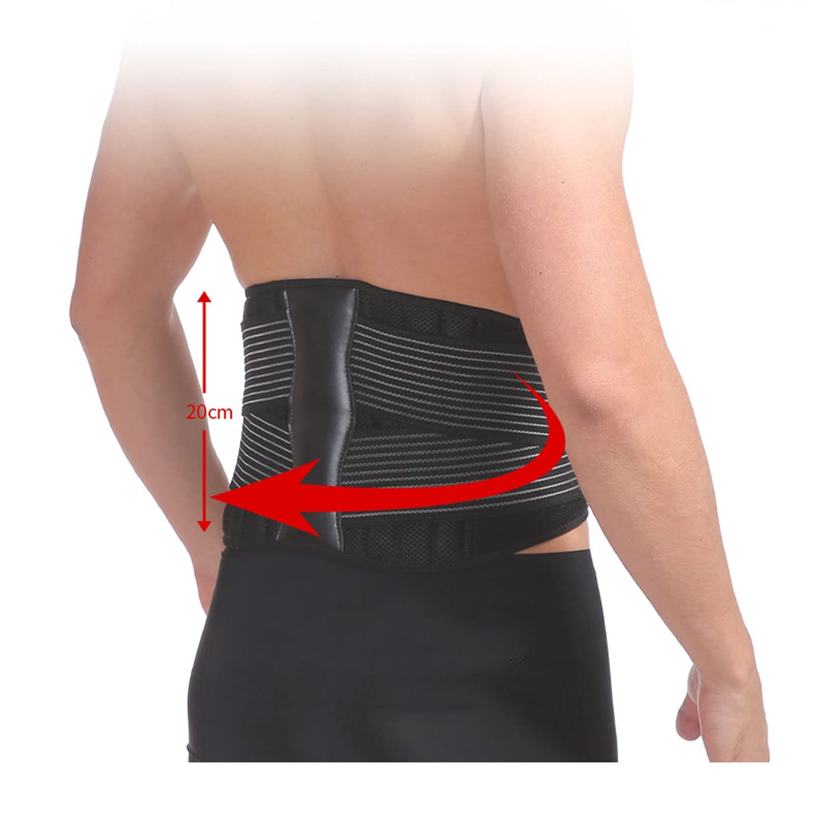 Soporte de Espalda para Hombres y Mujeres Cintura Transpirable Cinturón de Soporte Lumbar para ciática, Hernia de Disco, Levantamiento Pesado, con Correas Ajustables Dobles (M/Medio) ()