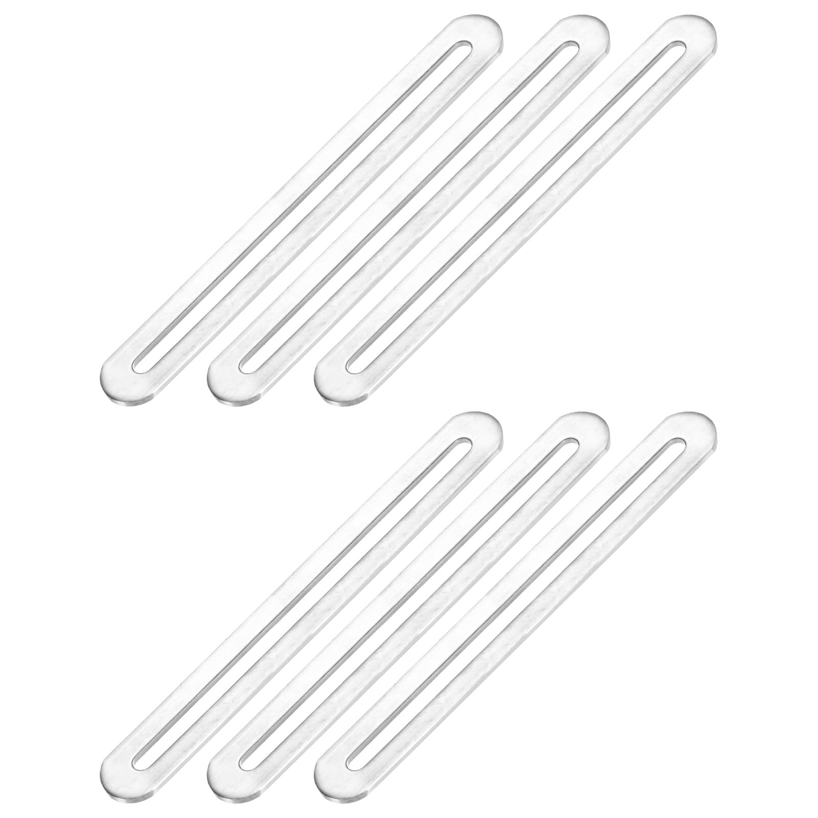 M METERXITY 6-Pack Adjustable Flat Mending Plate Support with Single Slot, 6.1x0.75 Inch Straight Repair Fixing Bracket Connector for Wood Furniture/ Timber PC Case Holder [Silver]