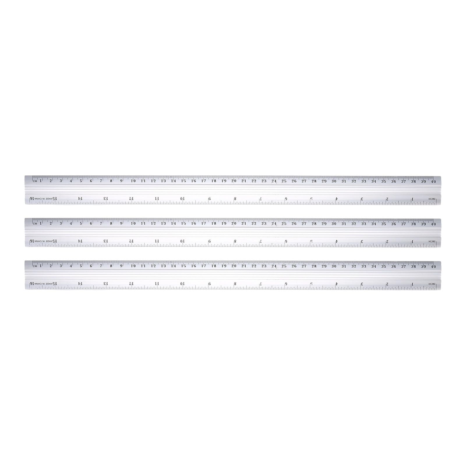 PATIKIL 16 Inch Metal Rulers, 3Pcs Aluminum Alloy Drafting Ruler Measuring Drafting Tools with Centimeters and Inches for Office Home Teacher Drawing Supplies, Silver