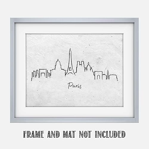 Vista 170 de París Skyline - Decoración de pared para sala de estar, arte de pared en blanco y negro, cuadros de pared de horizonte europeo para sala de estar