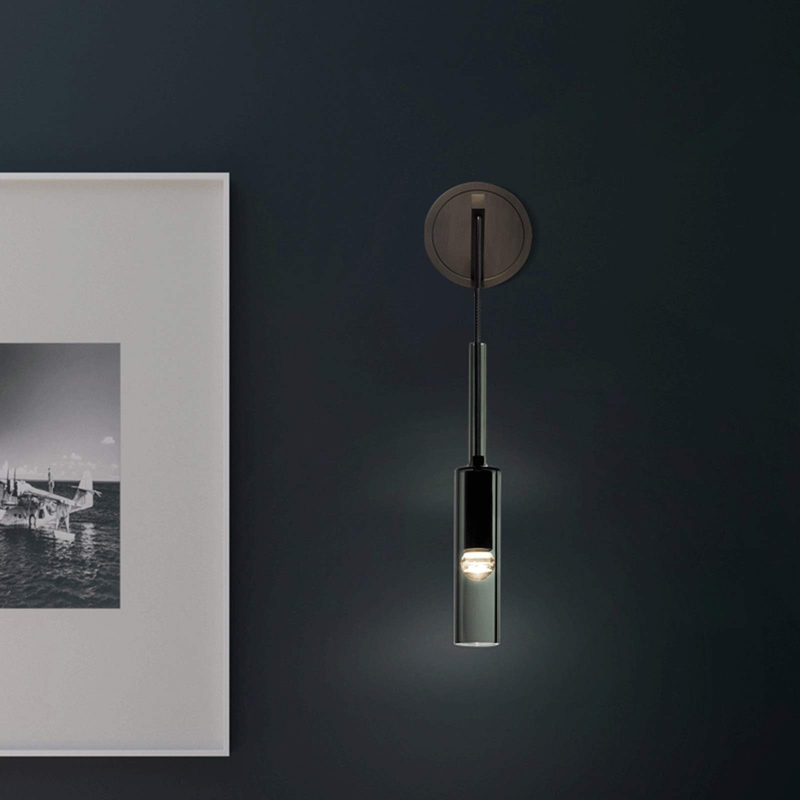 Lámpara de Pared Luz colgante colgante moderna Luz colgante ajustable con material de iluminación colgante de sombra de cristal for la barra de comedor de la isla de la cocina Montaje en Pared ( Size