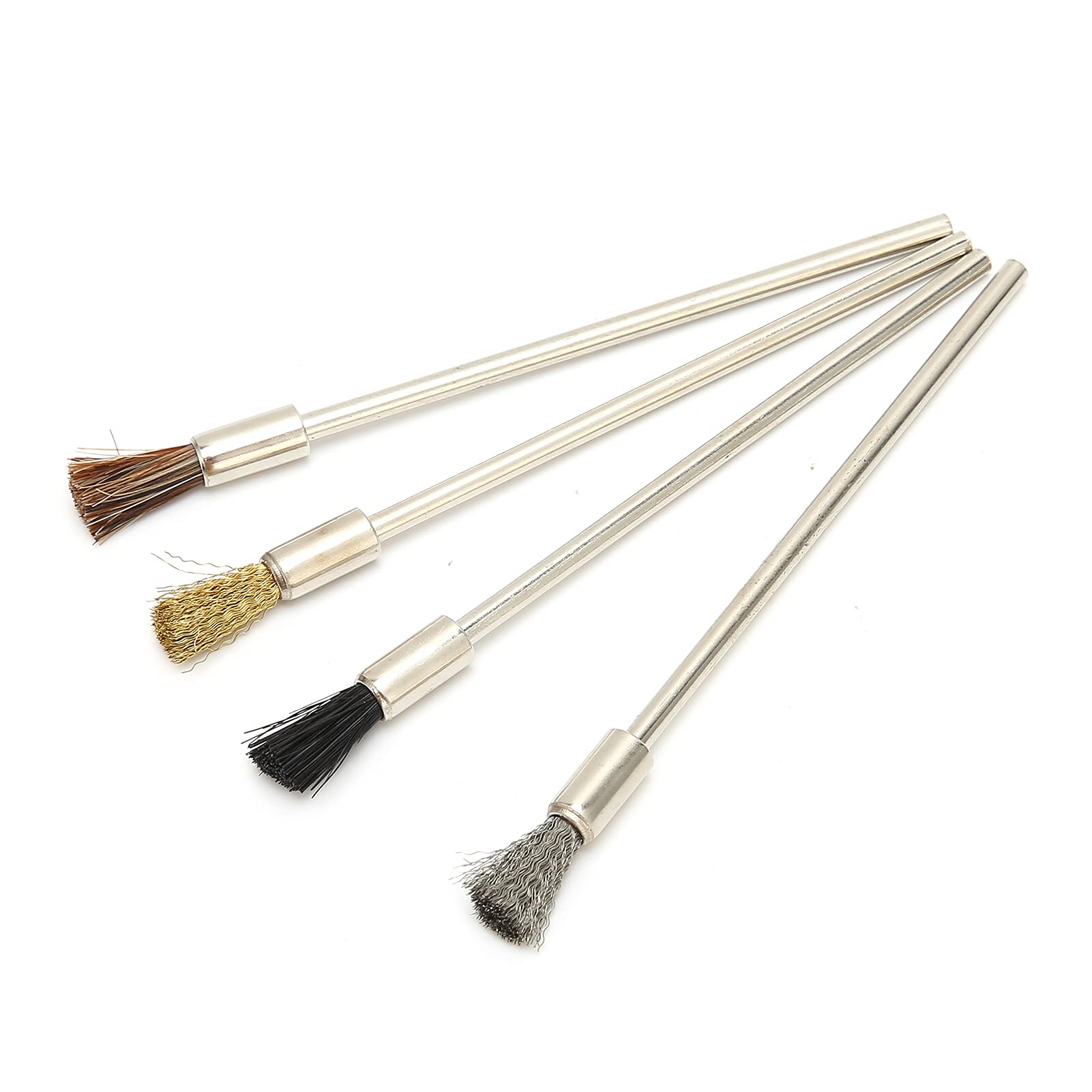 Mini Wire Brush Set, Stainless Steel Wire Brush Wide Application Remove Narrow Areas Mini Wire Brush, for Drill Jewelry Miniature Electronic Instruments Cleaning, Fastener