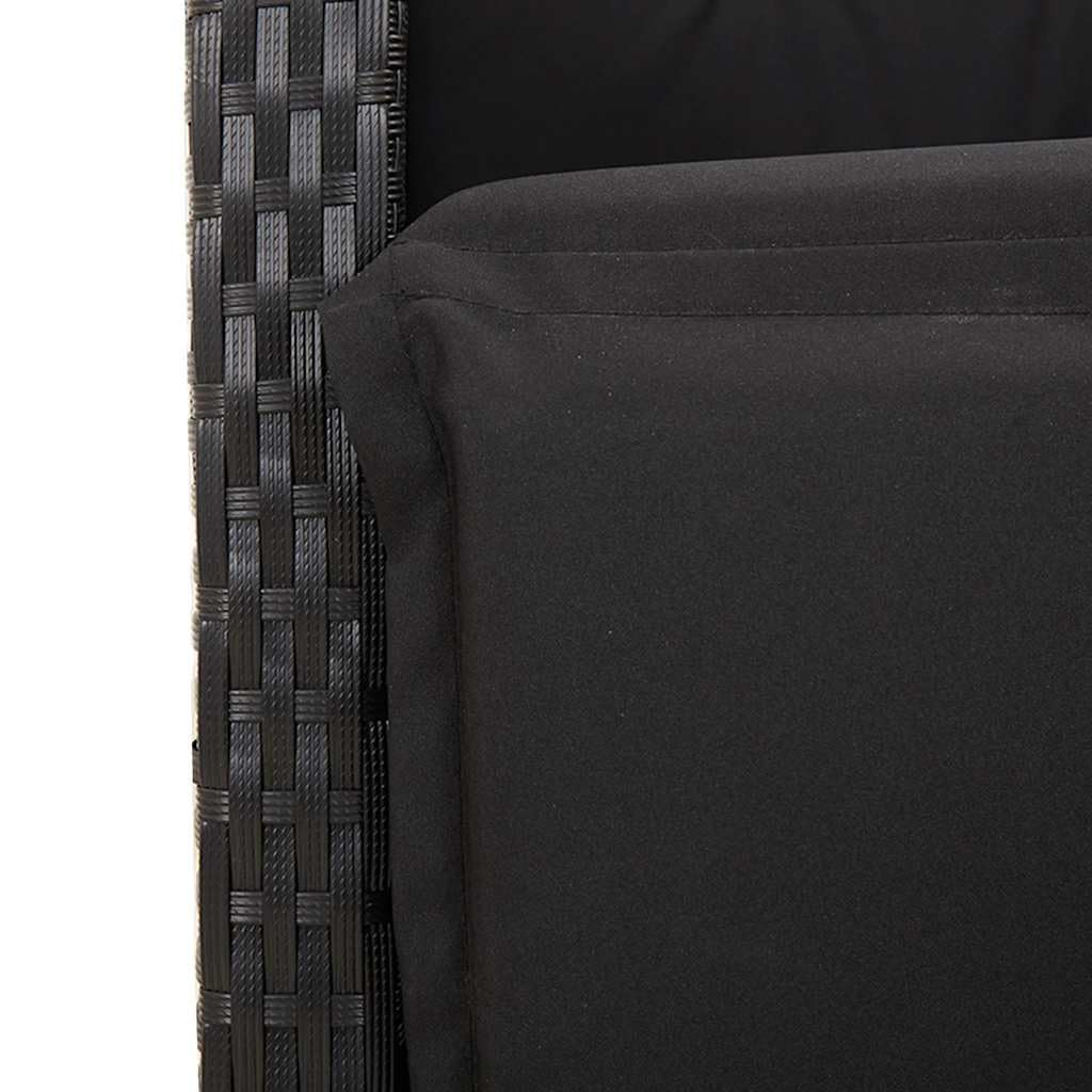 Set di 5 mobili da giardino in polyrattan nero con sedie regolabili e cuscini, set di mobili da giardino resistenti alle intemperie, per terrazza, balcone, veranda