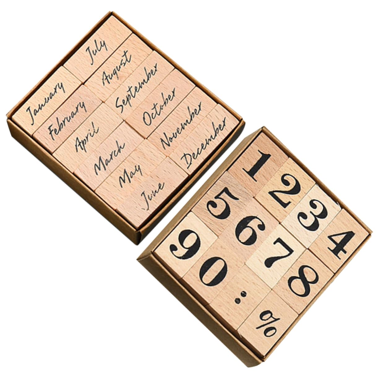 Veemoon 5 Set Sigillo Di Legno Timbro Fai -da -te Francobolli Del Giornale Mesi Fribri Per Il Journaling Timbro Per L'ufficio Timbri in Legno Bollo Mensile Pezzi * 5