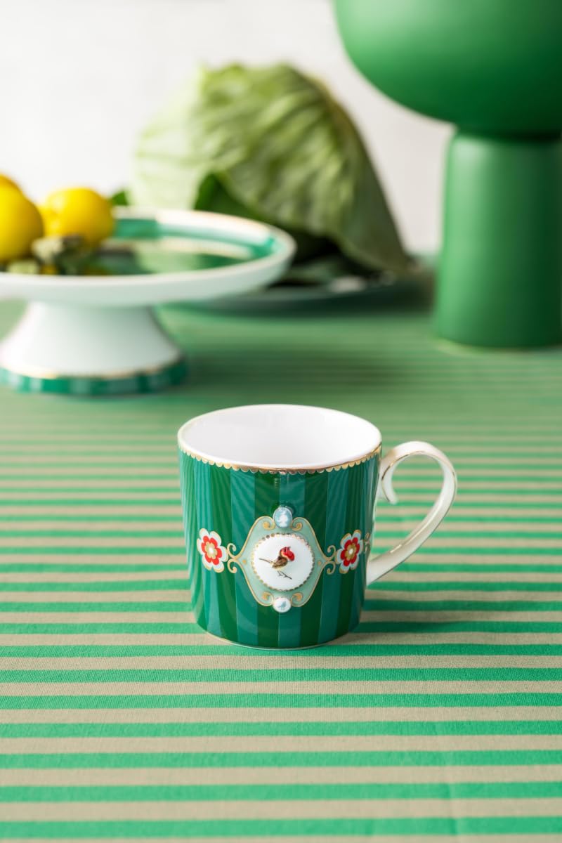 Pip Studio Love Birds Medallion Stripes Emerald-Green Henkelbecher Small 0,15l Set2