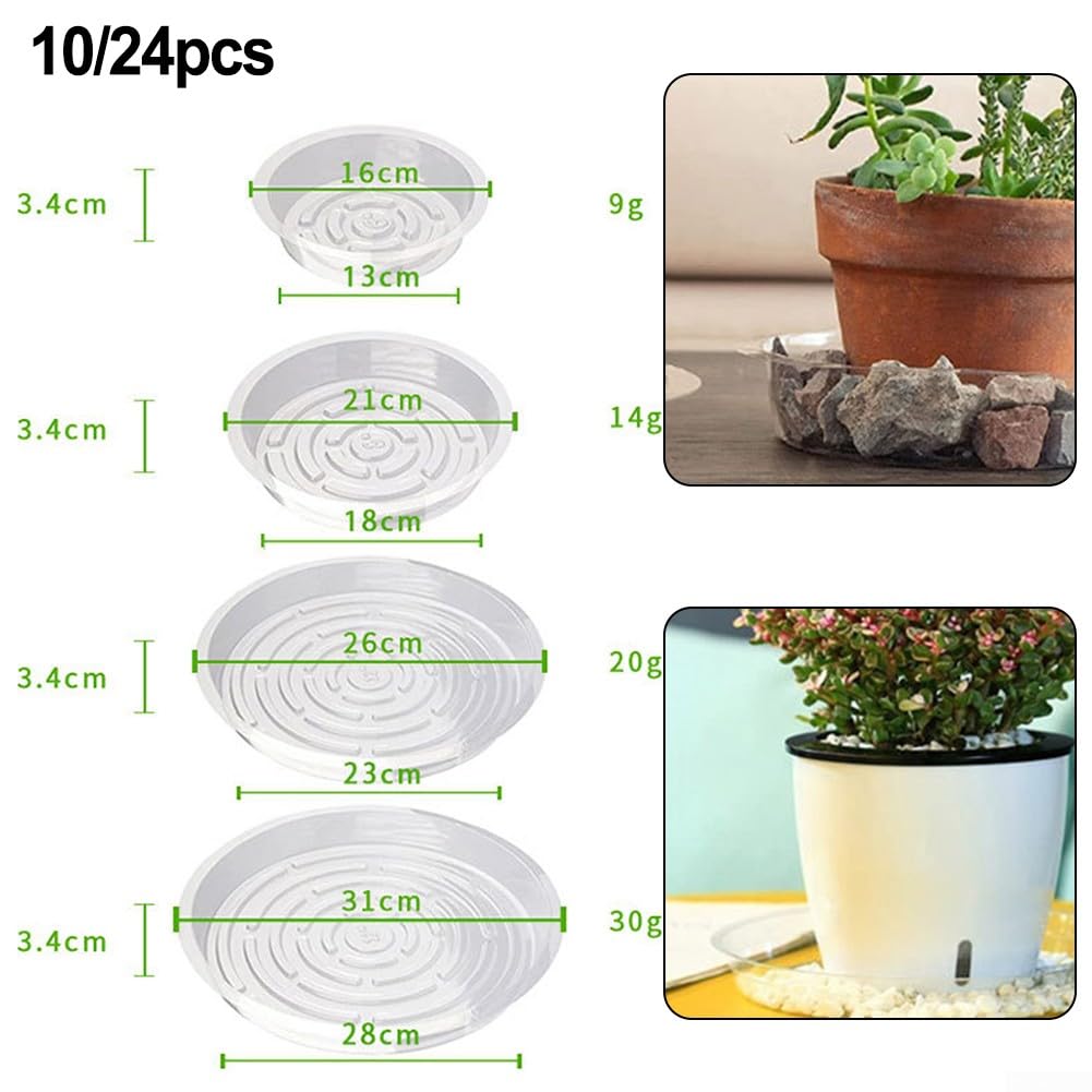 10 Soucoupes Transparentes Pour Pots De Fleurs 6 Pouces - Récupérateur D'Eau Pour Plantes D'Intérieur & Extérieur - 5